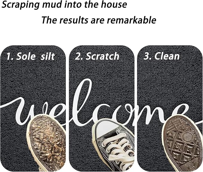 Front Door Mat - Non Slip, Durable Welcome Mat for High Traffic Areas (36"x24" Black)