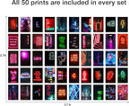 Y2K BOO Blue Neon Wall Collage Kit - 50 Vibrant Photos for Dreamy Spaces, Perfect Room Decor, Trendy Aesthetic Photos 4x6, Magical Wall Art