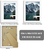 6x8 Picture Frame with Real Glass - Display Pictures 5x7 with Mat or 6 x 8 without Mat, Photo Frame for Wall or Table Top Display(White, 3 Pack)