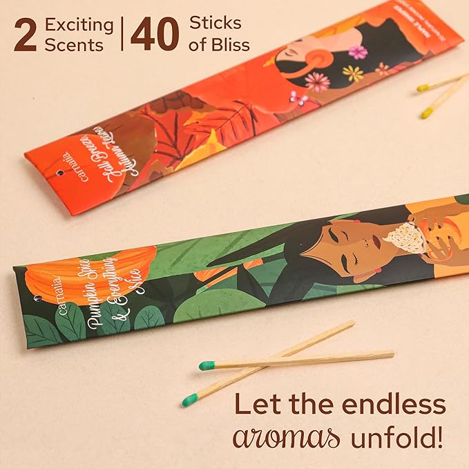 Carnatia Mood: Autumn Incense Sticks – Pack of 2 | Fall Scented, Slow-Burning Organic Incense for Home | Cozy, Nostalgic Aromas for Relaxation, Meditation & Seasonal Decor | 40 Premium Sticks