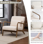 Modern Accent Chair, Cotton Linen Fabric Upholstered Lounge Armchair with Solid Wood Frame for Living Room, Bedroom, Reading Nook (White1)