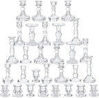 Mumufy 30 Pcs Glass Crystal Taper Candle Holders Clear Glass Candlestick Holder Fit 0.8 Inch Candles Crystal Decorative Candle Stand Centerpiece Table Wedding Dining Party (Classic,Clear)