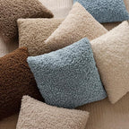 Foindtower Set of 2 Curly Teddy Wool Pillow Covers Decorative Boucle Textured Lumbar Throw Pillow Faux Fur Sherpa Pillowcases Sheepskin Fuzzy Cushion Case for Sofa Bedroom Car 12"x20" Misty Blue