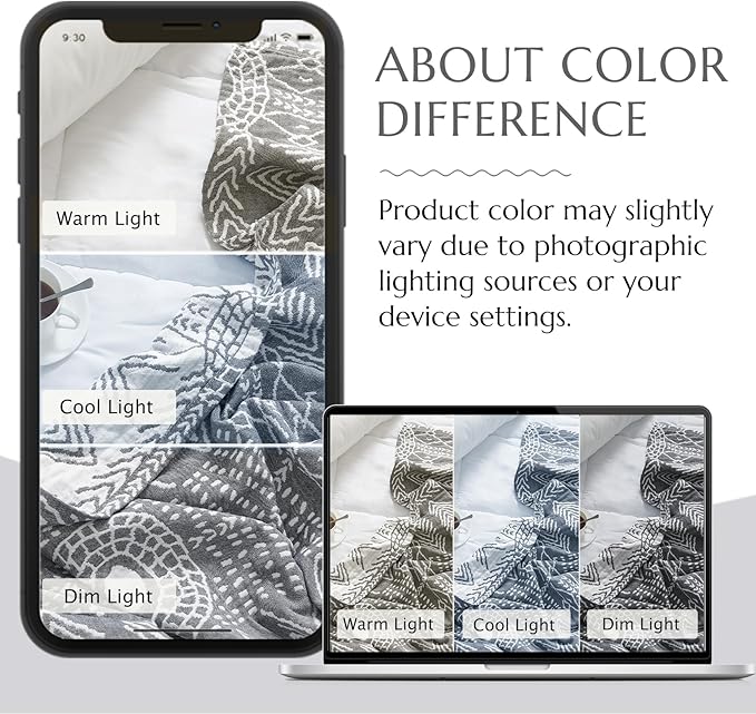 jinchan Boho 100% Cotton Muslin 50x60 Throw Blanket Lightweight 3 Layer Grey Blanket Washable Reversible Breathable Decorative Geometric Striped Patterned Gray Soft Cozy for Sofa Bed All Season Gift