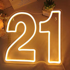 SYLHOME 21 Twenty one Led Neon Light Sign 21th Happy Birthday Party Anniversary Wall Decor Sign Number Table Sign Home Bar Pub Club Wedding Decor USB 12"X11"