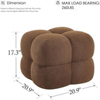Zesthouse Square Pouf Ottoman Footstool, Modern Ottoman Coffee Table for Living Room, Poofy Boucle Stool Foot Rest, Upholstered Tufted Stool for Couch, Cube Makeup Vanity Chair Backless, Brown Reddish