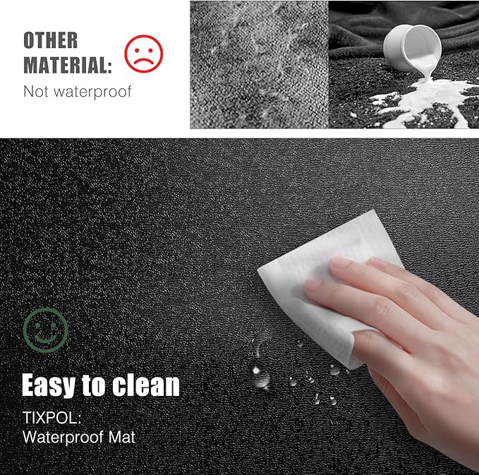 Floor Mat for Living Room, 5' X 7' Area Rug for Dining Room, Bedroom, Waterproof Vinyl Floor Mat for Outdoor Indoor, Slip Resistant Floor Protector Desk Chair Mat for Home Office, Black