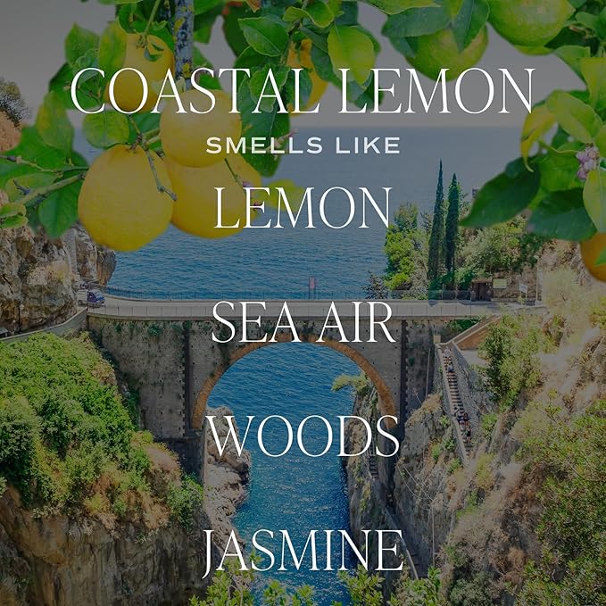 Sweet Water Decor Coastal Lemon Scented Candles – Soy Candles with Lemon, Sea Salt, Jasmine & Driftwood – Summer Cozy Aroma – 50 Hour Burn – 12oz Tinted Glass Jar for Home Decor and Bedroom Décor