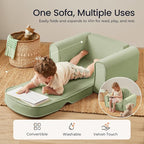 Tiny Land 2-in-1 Foldable Kids Couch with Pockets – Soft Thick Toddler Sofa, Lounger Couch, Convertible Kids Chair for Playroom, Bedroom or Living Room, Gift for Boys & Girls(Green)