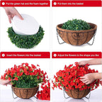 Ivydale Artificial Faux Hanging Flowers Plants Baskets for Outdoors Outside Spring Decoration, Fake Silk Red Morning Glory UV Resistant Look Real for Front Door Porch Patio Balcony Yard Garden Home