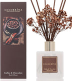 Cocorrína Reed Diffuser Sets - Coffee & Chocolate Scented Diffuser with Sticks Home Fragrance Reed Diffuser for Bathroom Shelf Decor