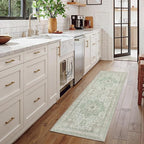 GENIMO 2'6''x12 Runner Rugs for Hallway, Machine Washable Non Slip Vintage Rugs, Low Pile Lightweight Soft Print Rug for Enrtyway, Corridor, Home Office, Kitchen, Oat Light