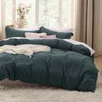 Bedsure Forest Green Duvet Cover Full Size - 3 Pieces Prewashed Extra Soft Cotton-Like Bedding Set, Includes 1 Duvet Cover 80x90 Inches with Zipper Closure & 2 Pillow Shams, Comforter Not Included