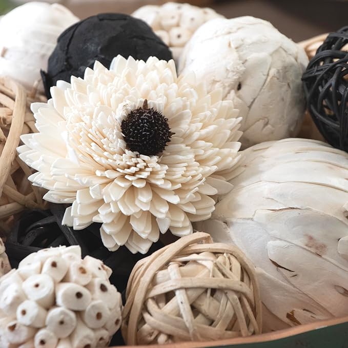 ANDALUCA Black & White Decorative Balls Bowl Filler Bag with Orbs, Balls (Black)