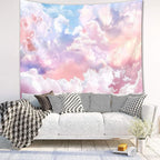 HVEST Pink Cloud Tapestry Colorful Abstract Clouds Natural Landscape Tapestries Wall Hanging for Bedroom Living Room Teen Dorm Indie Decor Poster Blanket,80x60 Inches