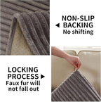 HAOMAIJIA Non-Slip Couch Armrest Covers for Sofa,Fuzzy Couch Arm Covers Set of 2,Washable Thick Soft Recliner Chair Arm Cover Protectors