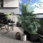 Galvanized Steel Planter Black Metal Outdoor Planter Powder Coated 32" x 12" x 16" Pot Metallic Heavy Pot Indoor & Outdoor, Commercial & Residential (L32 x W12 x D16, Black)