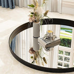 24 Inch Round Bathroom Mirror - Wall Mounted Circle Mirror with Metal Frame, Modern Mirror Suitable for Bathroom, Vanity, Entryway, Living Room, Wall Decor,Black