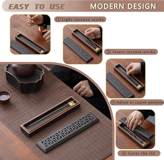 CEREMONY Incense Holder for Sticks，Ceramic Insence-Stick Holder Ash Catcher，Incense Holder Timkburner for Meditation Yoga Spa Room Decor