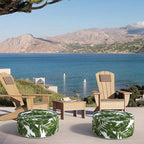 Inflatable Ottoman Stool D21 xH9 for Outdoor/Indoor Use, Water Repellent Patio Foot Rest Stool with Portable Handle,Round Pouf Ottoman Suitable for Garden,Deck and Camping - Palm Green