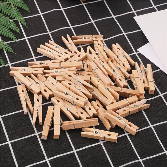 DECORA 45mm Sturdy Heavy-Duty Wooden Clothespins for Photo Clips Scrap Booking Crafts Gift Wrapping,100 Pieces