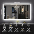 S·BAGNO LED Bathroom Mirror with Lights, 48''x28'' 3D Border Bathroom Vanity Wall Mirror with Bluetooth, Anti-Fog, Stepless Dimming, 3 Colors, Tempered Glass Lighted Vanity Mirror for Bathroom