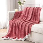 MIULEE Red Super Soft Throw Blanket for Couch, Cozy Fluffy Warm Blankets Lightweight Knit Throw Blankets for Sofa, Bed, Chair, Living Room, Camping, Picnic, 50 x 70 inch