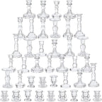 Mumufy 40 Pcs Glass Crystal Taper Candle Holders Clear Glass Candlestick Holder Fit 0.8 Inch Candles Crystal Decorative Candle Stand Centerpiece Table Wedding Dining Party (Classic,Clear)