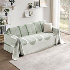 Couch Cover Boho for Dogs Washable Green Couch Covers for 2 Cushion Couch, Chenille Sectional Couch Covers L Shape Sofa Cover, Furniture Protector for Kids, Pets, Green 91" X118"