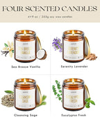 AOOVOO Scented Candles - 4PC Candle Set, 36 oz Soy Candles, Soy Candle for Home Scented, Lavender/Vanilla/Eucalyptus/Sage