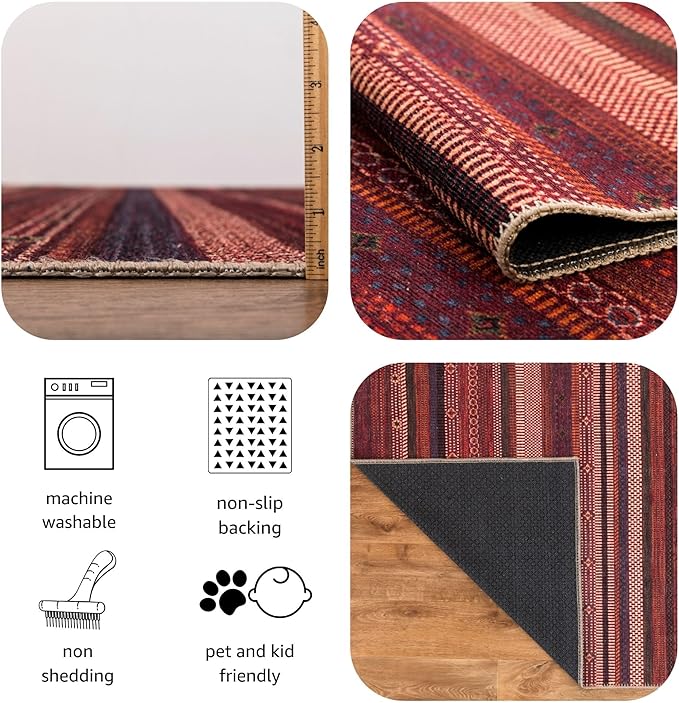 Keen Home Design 2x10 Rug - Machine Washable Runner with Non-Slip Backing, Ideal for Hallway, Entryway, Kitchen, Laundry Room - Vintage, Easy Clean, Durable, Low Pile Rug - (2'6" x 10')