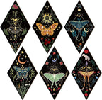 Sintuff 6 Pieces Halloween Gothic Wall Decor Boho Sun Moon Phases Wall Art Gothic Minimalist Stars Sun Hanging Wooden Home Decor Farmhouse Pediments for Gallery Living Bedroom Room(Butterfly)