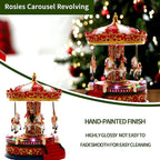 Christmas Carousel Figurines Decoration Christmas Village House Musical Carousel with 6 Moving Horses Go Round, 8 Pieces of Music Snow Globe, Music Box for Girl and Boy Kids