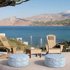 Inflatable Ottoman Stool D21 xH9 for Outdoor/Indoor Use, Water Repellent Patio Foot Rest Stool with Portable Handle,Round Pouf Ottoman Suitable for Garden,Deck and Camping - Pebble Blue