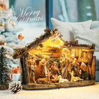 Taman Nativity Set with LED Light - Resin Figurines Tabletop Nativity Scenes Xmas Gifts Collectibles for Christmas Holiday Decorations