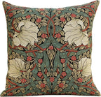 Charlotte Home Furnishings Pimpernel Red Green Floral Throw Pillow Cover 18” x 18” – Double-Sided Tapestry Cushion Cover for Couch, Sofa, or Bed | 100% Cotton Jacquard Woven in Europe