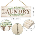 Laundry Sign Wall Decor, Kitchen Wall Art with Plant Print, Rustic Farmhouse Wall Hanging Plaque Home Kitchen Decorative (Laundry), 4.7 x 13.7 inches