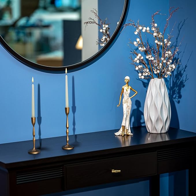 Gold Candlestick Holders Set of 2 – Brass Taper Candle Holders for Elegant Tabletop or Mantel Decor