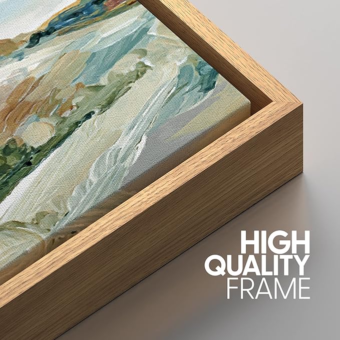 SIGNWIN Framed Canvas Print Wall Art Set Pastel Watercolor Blue Sky Mountain Range Landscape Nature Wilderness Illustrations Modern Art Decorative Scenic Relax/Calm for Bedroom - 24"x36"x3 Natural