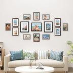 Vittanly 15 Pack Picture Frames Collage Wall Decor, Multi Sizes Including 3pcs 8x10, 6pcs 5x7 and 6pcs 4x6 Photo Frames, Gallery Frame Set for Wall or Tabletop Display, Black, Brown and Dark Grey