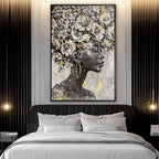 Large Black and Gold African American Wall Art with Framed Black Woman Office Bedroom Living Room Poster Home Hanging Decor 32x48 Inch
