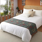 Boho Throw Blanket Full Size, Extra Large Soft Cozy Cotton Muslin Quilt Blanket for Bed Decor, Floral Patterned Couch Sofa Chair Cover, Vintage Farmhouse Cottage Woven Blanket, Green&Orange