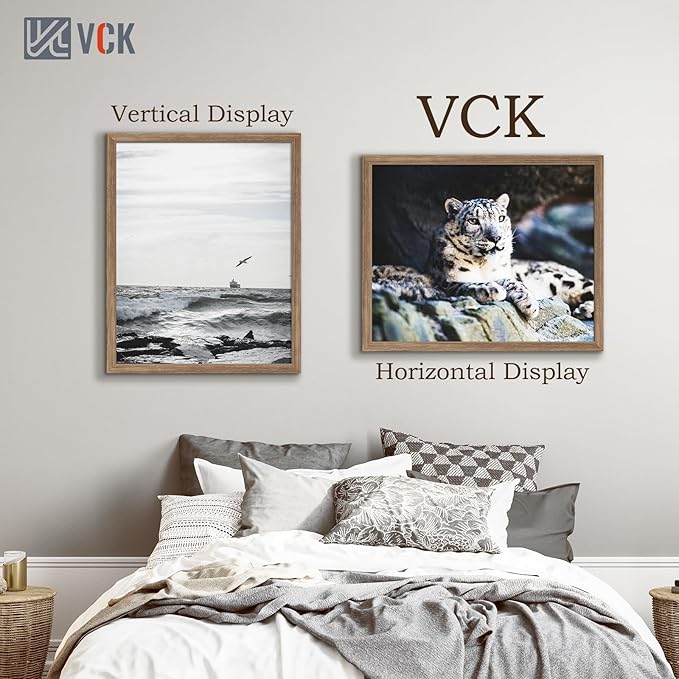 VCK 24x30 Poster Frame 3 Pack, Brown Walnut Wood Picture Frame, Exclusive Wood Grain, Wall Mounting Hanging