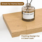 Fun Memories 36 Inch Deep Floating Shelves for Wall, 2 Pack of Wall Mounted Wood Shelves with Invisible Brackets for Bathroom, Bedroom, Living Room, Kitchen Decor and Storage, Oak