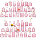 Bud Vases in Bulk 50, Glass Vases for Centerpieces, Small Vases for Flowers, Small Flower Vase for Centerpieces, Mini Vintage Vase, Pink Bud Vases for Wedding Table Decor