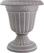 PL10WW Classic Traditional Plastic Urn Planter, 15" x 13", Whitewash