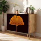 SIGNWIN Sideboard Buffet Cabinet, Kitchen Storage Cabinet with 2 Doors, Brown Clover Leaf Close Up, Cupboard Console Table for Dining Room - 35" L x 18" W x 29" H