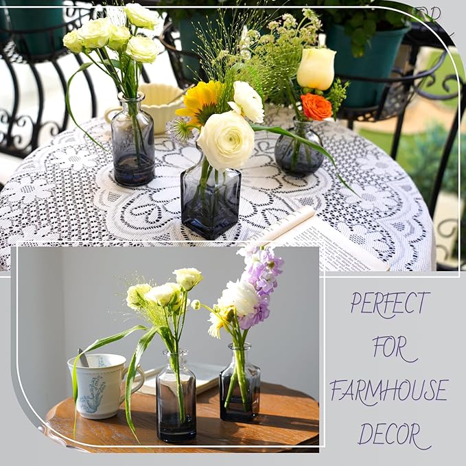 Bud Vases Set of 12, Black Clear Glass Bud Vases, Small Vases for Centerpiece Modern Flower Vases in Bulk, Mini Glass Vase for Wedding Centerpieces, Party Table Decor, Home Déco