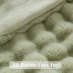 NEWCOSPLAY Faux Fur Twin Blanket Sage Green Bubble Blanket Thick Warm Soft for Couch Sofa Bed 550GSM (Sage Green, Twin(60"x80"))