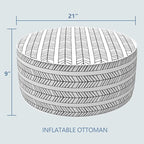 LVTXIII Outdoor/Indoor Inflatable Ottoman, Patio Footrest Stool, Portable Round Ottoman for Patio Garden, Camping or Home, Herringbone Black White